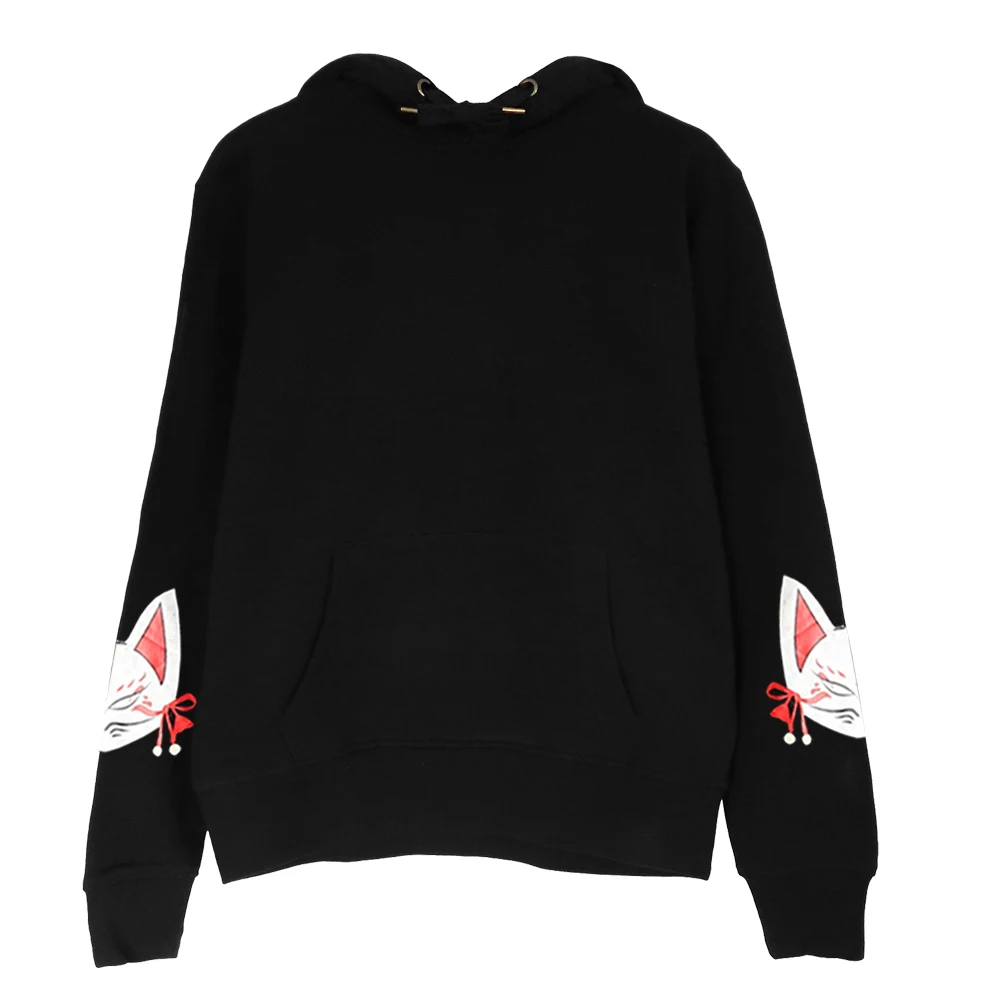 

2019 Autumn Sweatshirts Hoodies Women Girls Cute Sleeve Fox Print Black Sweatshirts Casual Pullover Kawaii Outwear Female