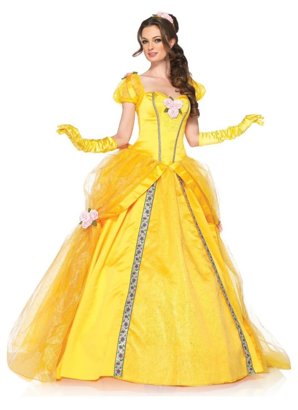 

Movie Custom made Beauty and the Beast Princess Belle Cosplay Belle Dress Long Yellow Dress for Women and Girls Custom Costume