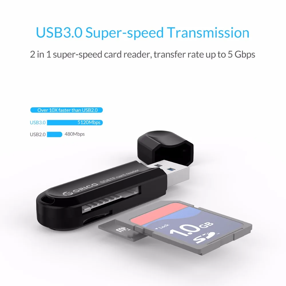 ORICO Высокое качество USB 3,0 Все в 1 мульти-карт памяти для SD& TF& SDHC& SDXC карты Макс поддержка 2 ТБ черный/белый