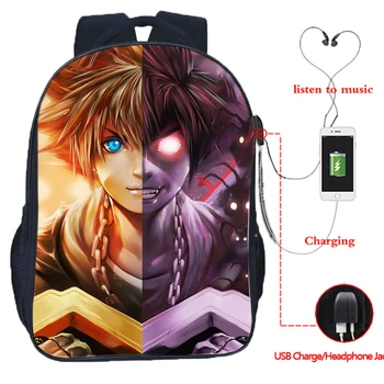 

Boys Girls Kingdom Hearts USB Charge Backpack Student School Knapsack Sora Split Fashion Teens Men Women Laptop Rucksack