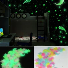 100 unids/set luminosas de noche Luna adhesivo de estrellas de luz brillan en la oscuridad juguetes de los niños de la luz pegatinas para niños regalos de decoración de dormitorio