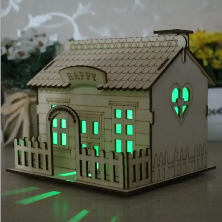 Креативная деревянная вилла маленький двор Копилка светящийся дом монета Копилка деньги для детей экономия коробка