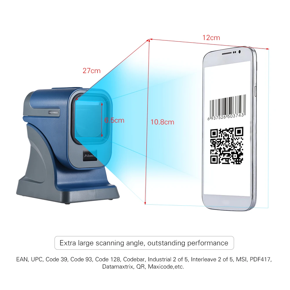 Aibecy всенаправленный 1D/2D Presentaion сканер штрих-кодов считыватель платформа высокоскоростной Автосканер для магазинов супермаркеты экспресс