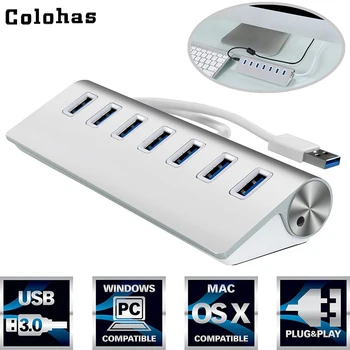 

Colohas USB 3.0 HUB Superspeed Aluminum 7 Ports Extension Adapter for Macbook Pro Mac for Windows XP/Vista/7/8/10 PC Laptop