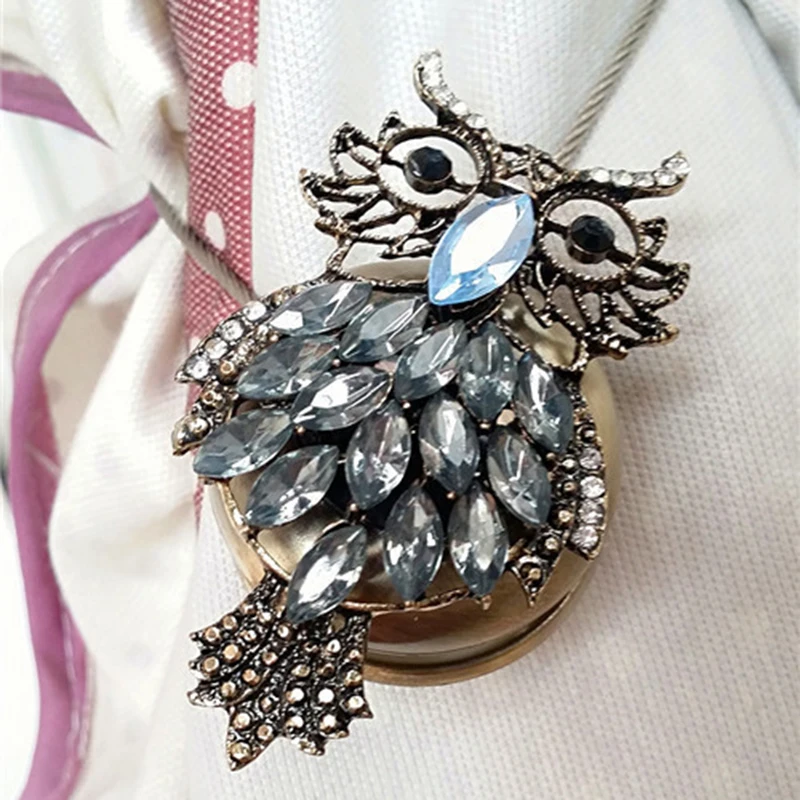 

1 PCs Owl Rhinestones Magnet Curtain Tieback Window Screen Curtain Clip Holder Magnetic Curtains Buckle Holdbacks Accessories