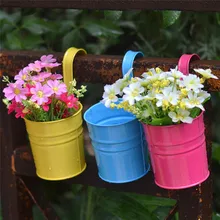 Garden Balcony Flower Metal Hanging Pots Wall Vertical Hang Bucket Iron Holder Basket With Removable Tin Home Decor
