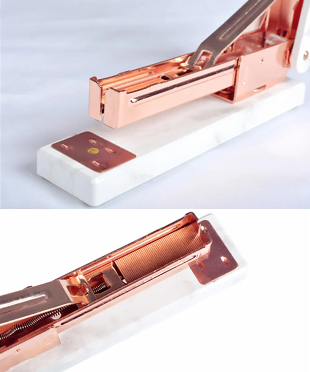 white marble staplers rose gold edition