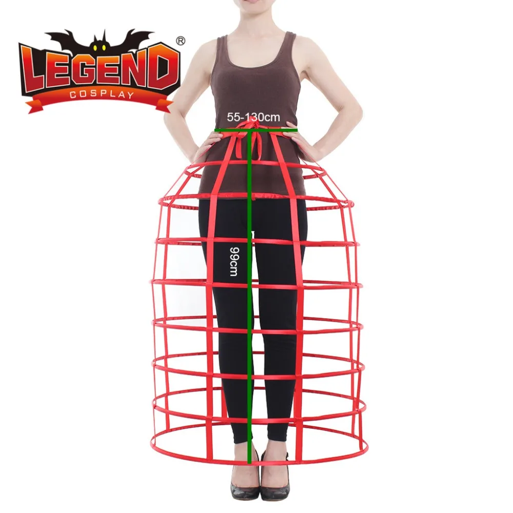 

Red hoop cage skirt long pannier boned crinoline