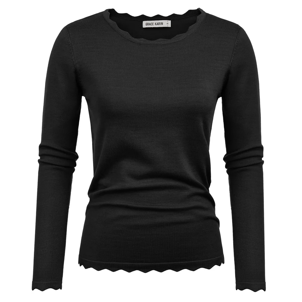Женский трикотажный пуловер Grace Karin однотонный эластичный облегающий свитер с