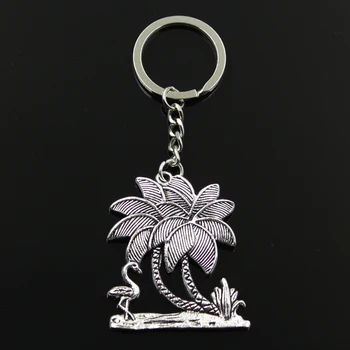 

Fashion Flamingo Crane Oconut Tree 51x42mm Pendant 30mm Key Ring Chain Silver Color Men Car Gift Souvenirs Keychain Dropshipping