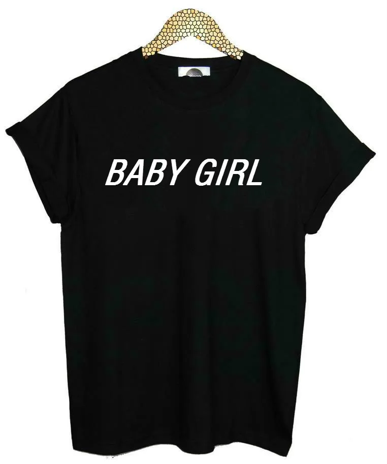 

Women T shirt BABYGIRL Letters Print Cotton Casual Funny Shirt For Lady White Black Top Tee Hipster F750