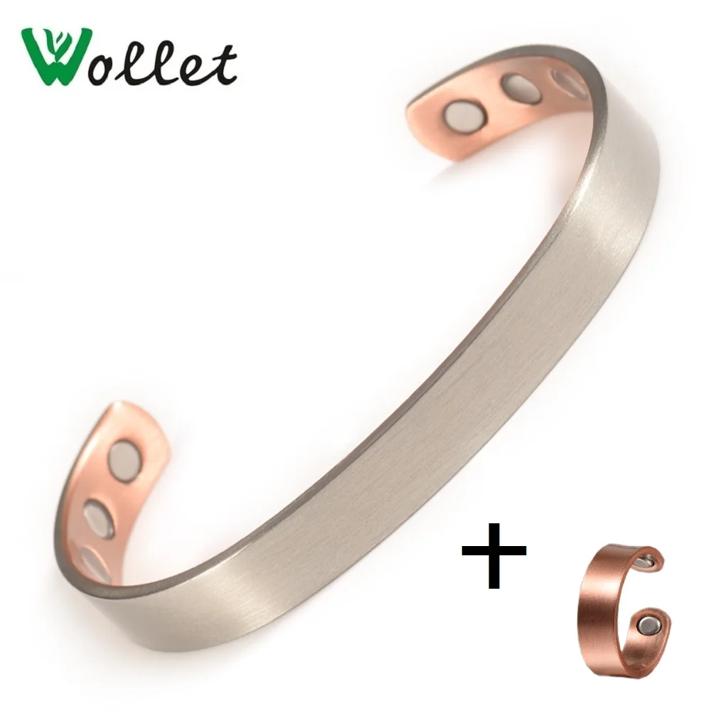 Wollet ювелирные изделия из чистой меди био магнитный браслет браслеты для мужчин женщин Открытый манжета от артрита ревматизма здоровья - Окраска металла: Jewelry Set