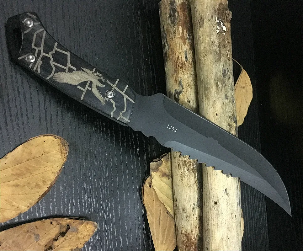 FD21 57 высокая отключающая способность Колчан с деревянной ручкой черные прямые 8 cr13 многофункциональный кемпинг спасение ножа Прямой нож для выживания