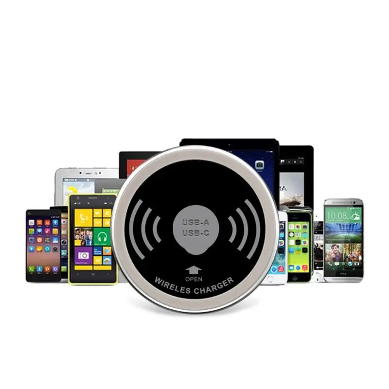 Настольное Беспроводное зарядное устройство 5 Вт Быстрая зарядка водонепроницаемый разъем отверстие Конференц-стол для дома и офиса для iPhone iPad samsung