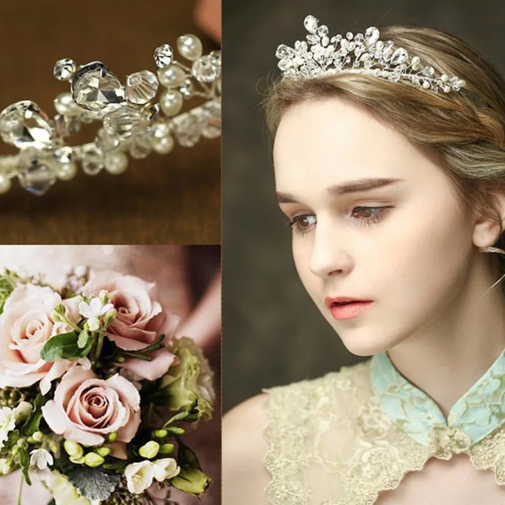 Hot Tiara Wedding Crystl peal Headbands Vintage hairband Bridal Hair