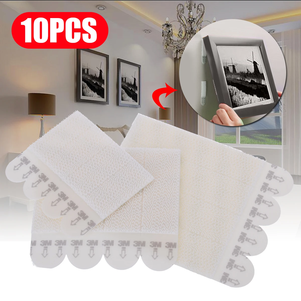 10pcs Command Damage-Free Hanging Strips Non-mark Command Hook Picture Poster Frame PVC Wall Sticker