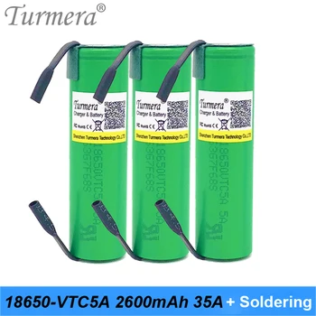 

Turmera 18650 vtc5a us18650vtc5a 2600mAh 35a 18650 lithium rechargeable battery for screwdriver shura + soldering strip