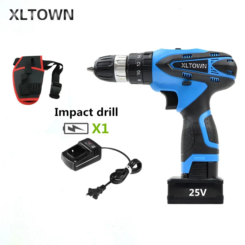 XLTOWN 25 V Ударная дрель перезаряжаемая литиевая электрическая отвертка на