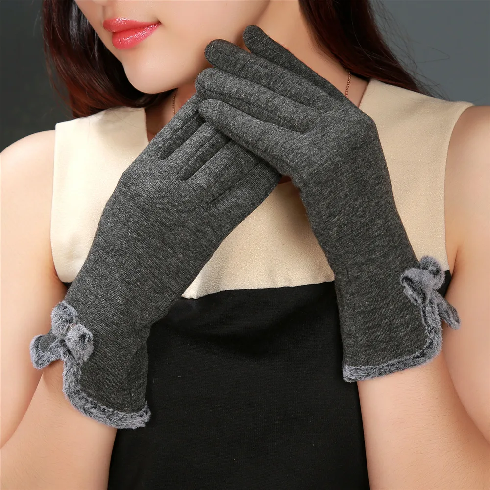 Winter Season New Women Fluff Gloves Fashion Soft Warm Phone Screen