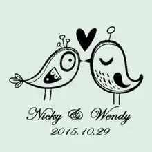 На заказ резиновая головка Свадебная печать птица целование любовь печать DIY Свадебная пара имя 5*4 см