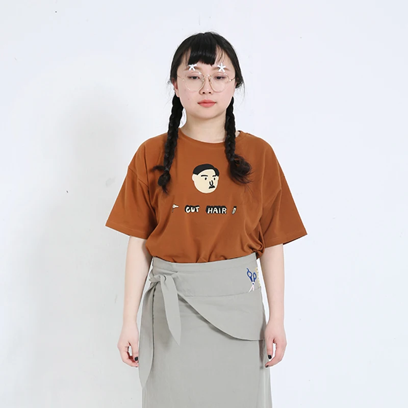 

New Summer T-shirts Women Cotton O Neck Casual Brown T Shirt Short Sleeve Cartoon Printed High Quality Tees Tops Preppy Style