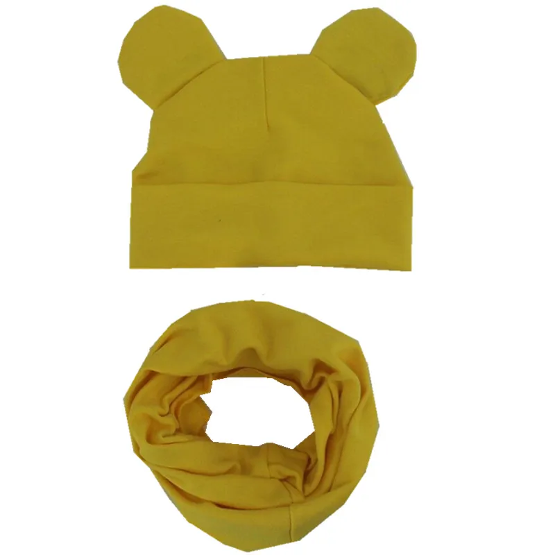 New Cotton Children Hat Scarf Set Children's Lovely Ears Caps Beanies High Quality Boys Girls Hat Scarf Set Kid Hats Photo Props
