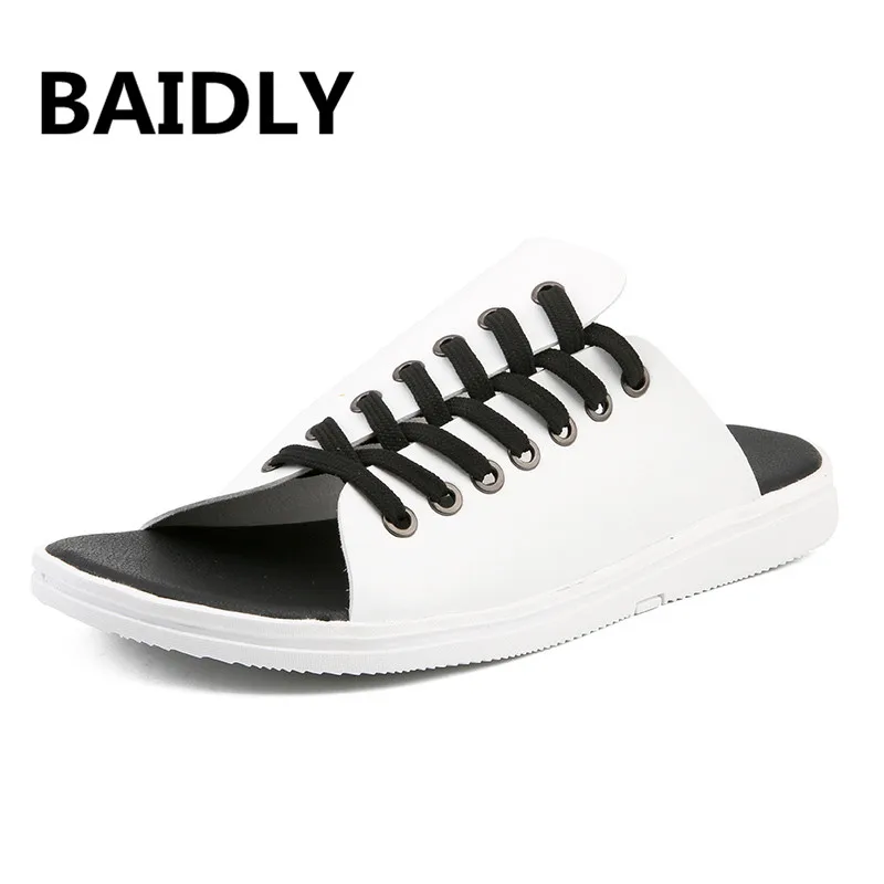 

Fashion Style Man Sandals Casual Flat Heels Spilit Leather Sandals Male Retro Beach Slipper Men's Roman Summer Shoes