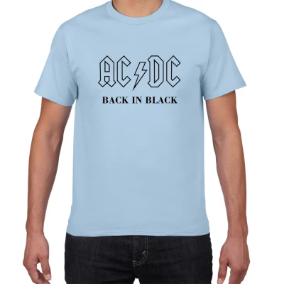 Новинка, Camisetas AC/DC band rock, Мужская футболка с графическим принтом acdc, Повседневная футболка с круглым вырезом, хип-хоп, короткий рукав, хлопковый топ - Цвет: sky blue