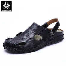 URBANFIND/стильные мужские летние кожаные сандалии с перфорацией; повседневные шлепанцы; размеры 38-44; дышащая удобная мужская пляжная обувь для отдыха