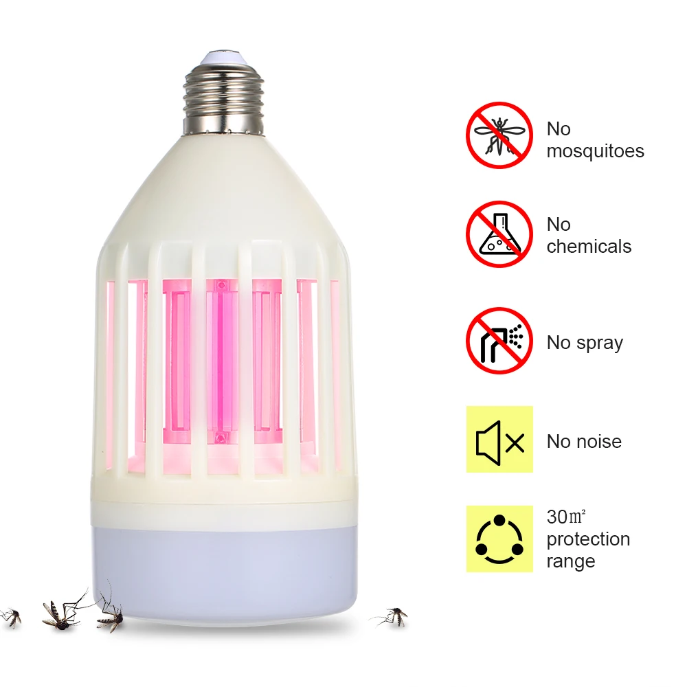 Светодиодный мухобойка лампочки электронный Mosquito Убийца лампы разъем Портативный для использования в помещении и на открытом воздухе
