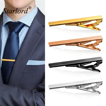 

Starlord 4 PCS 1 Set Tie Clips For Men High Quality Simple Design Gold/Silver/Rose Color Tie Clip For Business Mixed Lot 4TC1982