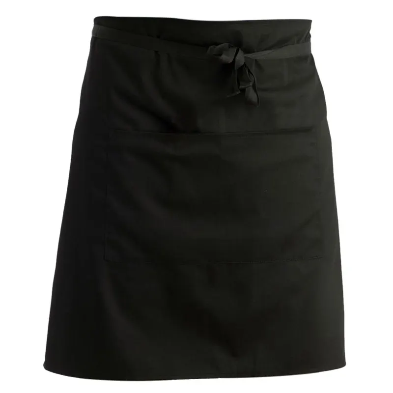 Black Кухонный передник на талии короткий фартук официанта фартук с двойными карманами(черный - Цвет: Black