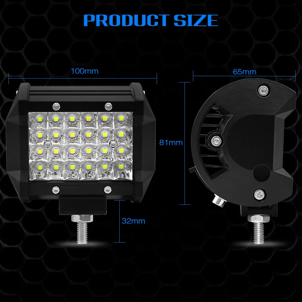 24 шт. 3 Вт светодиодный 4 дюйма 72 Вт светодиодный Светодиодный светильник linterna, работающий, пригодный для внедорожного транспортного