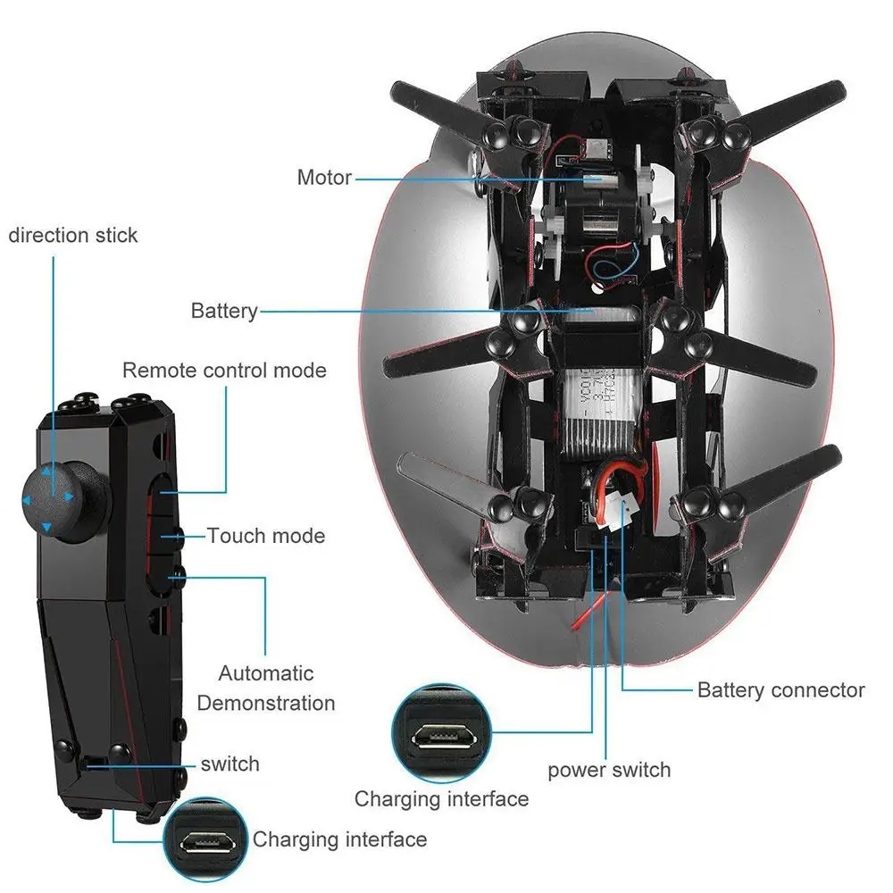 RC Ladybug Electric Simulate Ladybug Beetle Electronic Remote 4 6 5 3 2 1