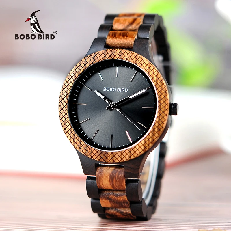 BOBO BIRD Wood Watch Men bayan kol saati Quartz Mens Watches with Luminous Hands in Wooden Gifts Box WD30-1