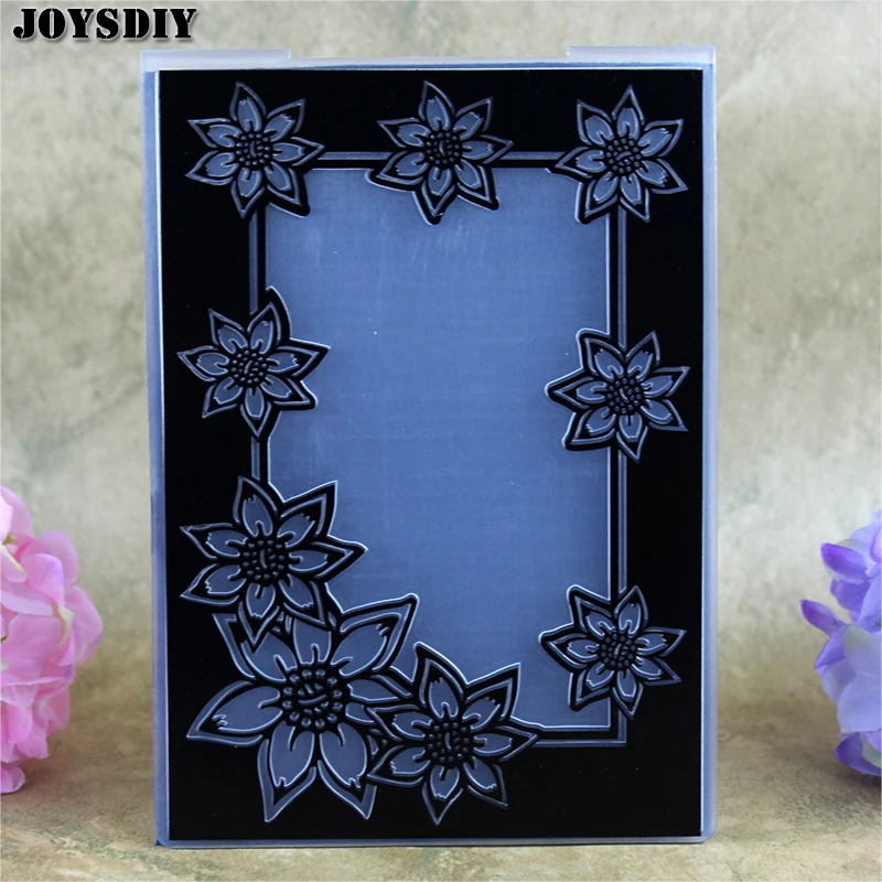 BIG ROSE FLOWER FRAME DIY Scrapbook Bump Plastic Embossing Folder For