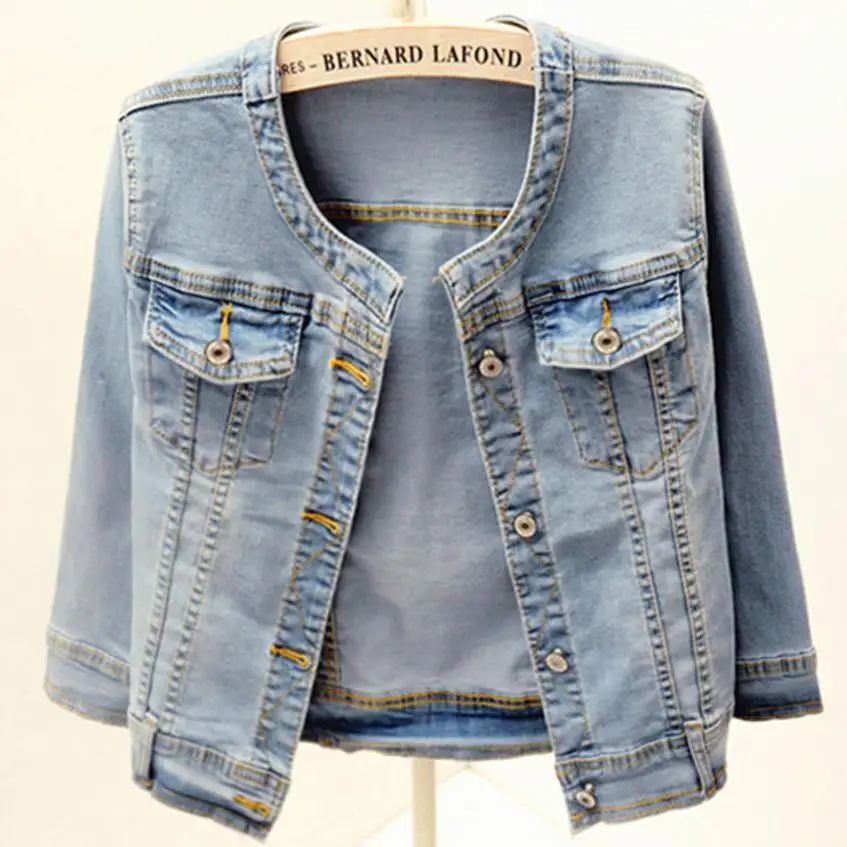 plus size 4XL! New Ladies Denim Jackets Slim Fit Jeans Coat Classical