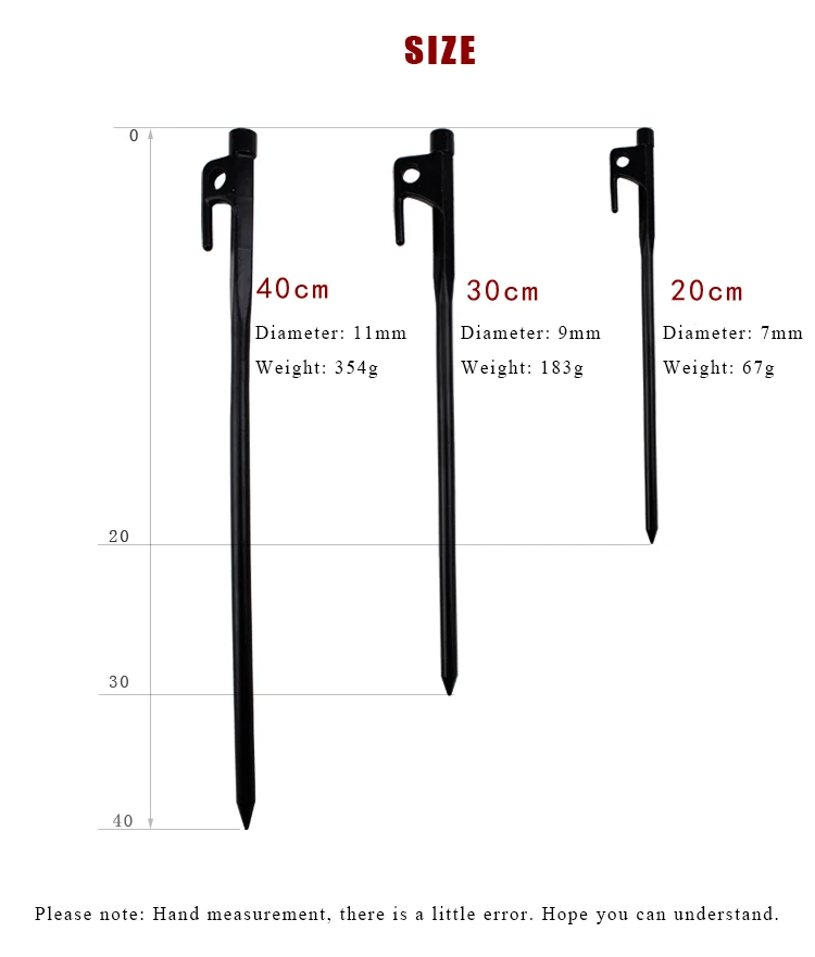 4 шт. кованая стальная грубая палатка Твердые колышки для кемпинга гвозди колышки для палатки с гальваническим покрытием 20 см 30 см 40 см