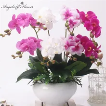 2 Tak Real Touch Vlinder Orchidee Kunstmatige Bloem Diy Bruiloft Home Garden Decor Nep Bloem Pu Planten Pot Bloemen Orchidee