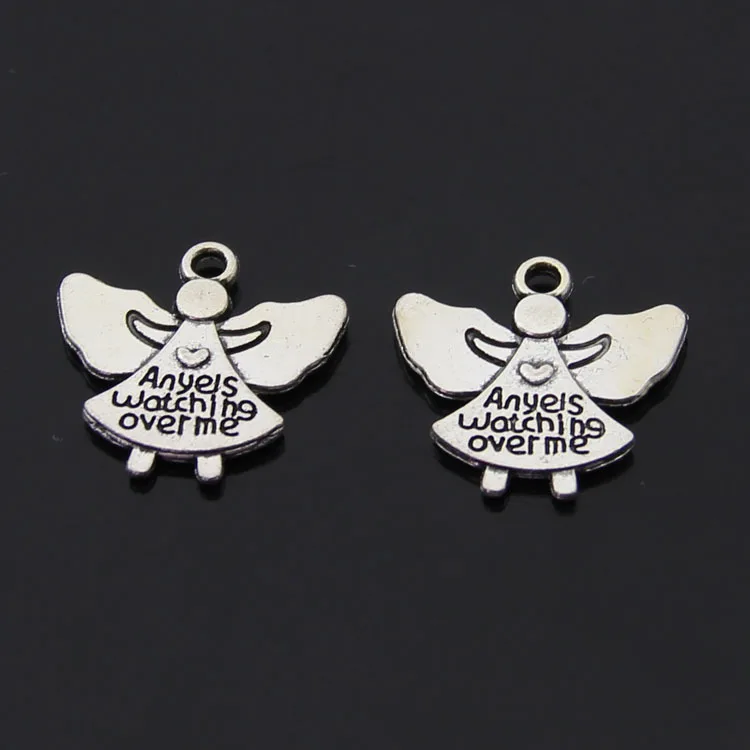 

Daisies 100pcs Antique Silver Alloy Angels Watching Over Me Charms Pendants Diy Jewelry Findings Accessories 20*20mm Wholesale