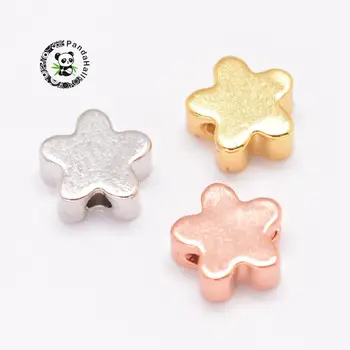 

10pcs 5-Petal Mixed Color Brass Flower Spacers Beads, Cadmium Free & Nickel Free & Lead Free, Rounded Stars, 6x3mm, Hole: 1mm