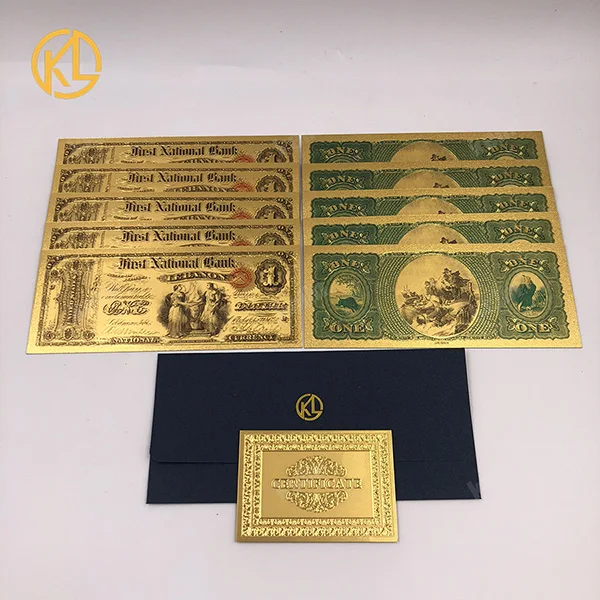 10 шт./лот 100 доллар Американский 24 к 999,9 Коллекционная Золотая банкнота США поддельные Деньги Доллар счета для сувенира и игры деньги - Цвет: USD1-in-1875