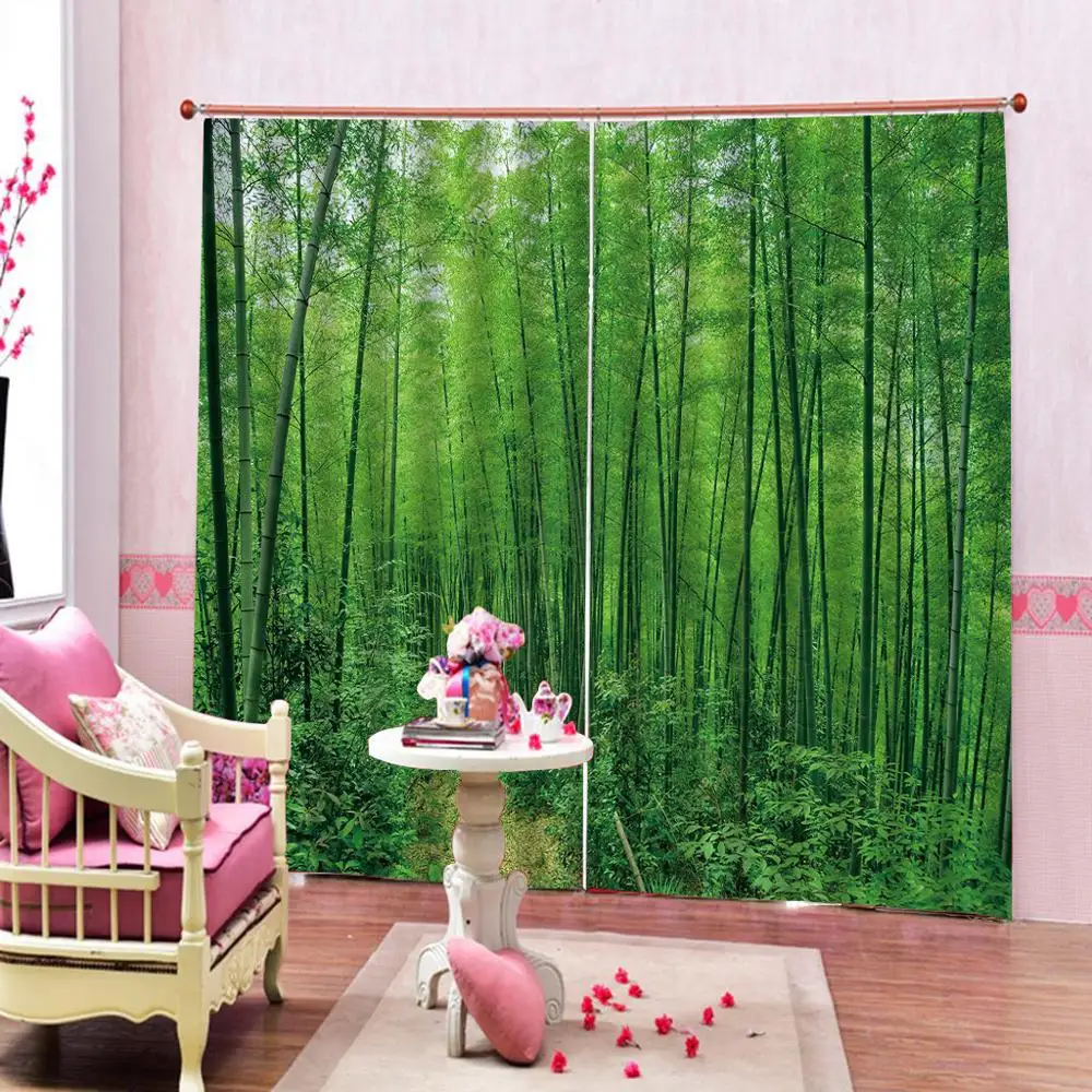 Customized size Luxury Blackout 3D Window Curtains For Living Room green curtains bamboo curtain | Дом и сад