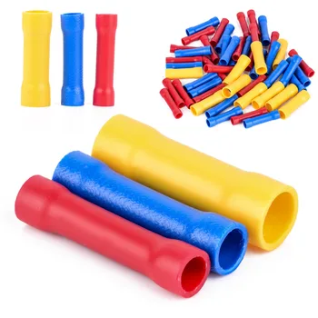 

50pcs/lot Insulated Straight Butt Connectors Electrical Crimp Terminals Assorted Kit Red, Blue,Yellow