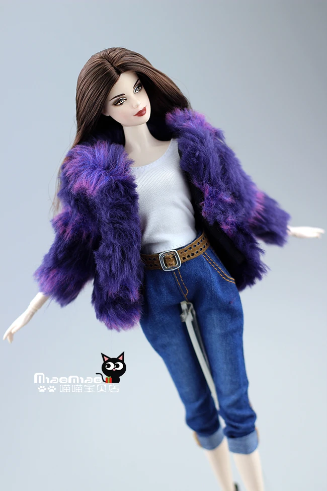 Зимнее пальто фиолетовое меховое пальто кукольная одежда фиолетовая куртка кукла аксессуары для куклы Барби