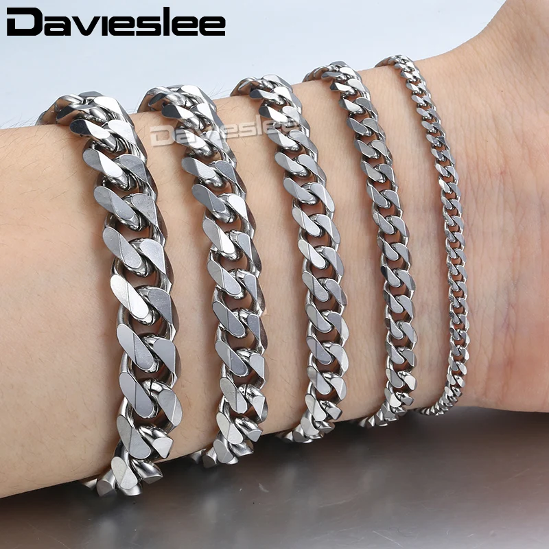 Personalize Size 3/5/7mm Mens Boys Curb Cuban Chain Bracelet Black Tone Stainless Steel Gift Promotion Wholesale Jewelry KB217 Fashion Jewelry