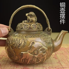 Copper antique teapot small kettle pot pot to do the old bull farming brass pot room decoration sweeten the pot