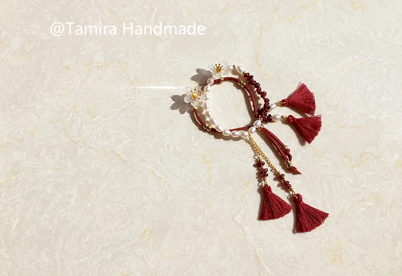 

Pearl & Garnet (limited handmade customization in autumn) shrink dink jewelry ST68