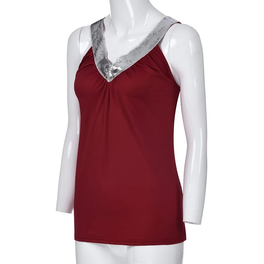 2019 Women's v-neck plus size sexy tops and blouses sleeveless loose beach tops and blouses summer et chemisiers femme  40J12 (20)