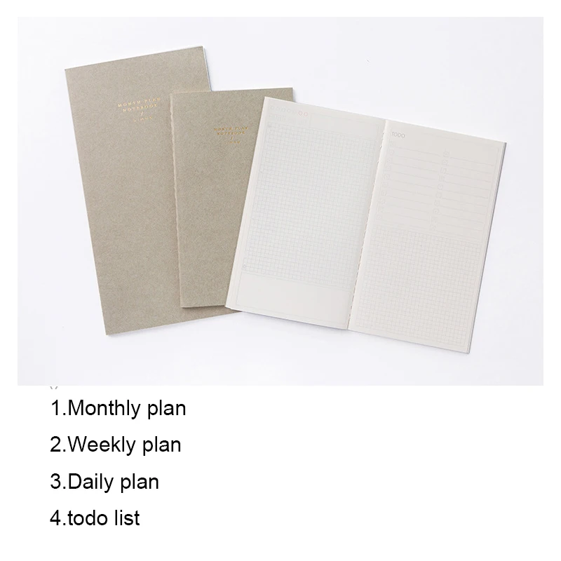 Japanese Vintage Journal Filler Paper Insert Refill for Midori Traveler Notebook Standard Portable Grid Line Kraft Blank Planner - Цвет: Beige mont